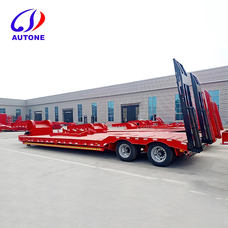 Truck Trailer 3 Axles 4 Axles 50ton 60ton Heavy Duty Hydraulic Gooseneck Lowboy Lowbed Low Bed Semi Trailer Truck