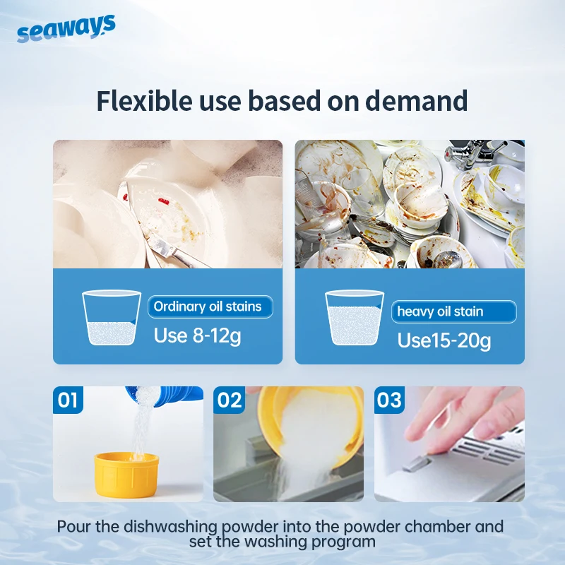 Seaways eco-friendly dishwashing detergent cleaning powder deep cleaner