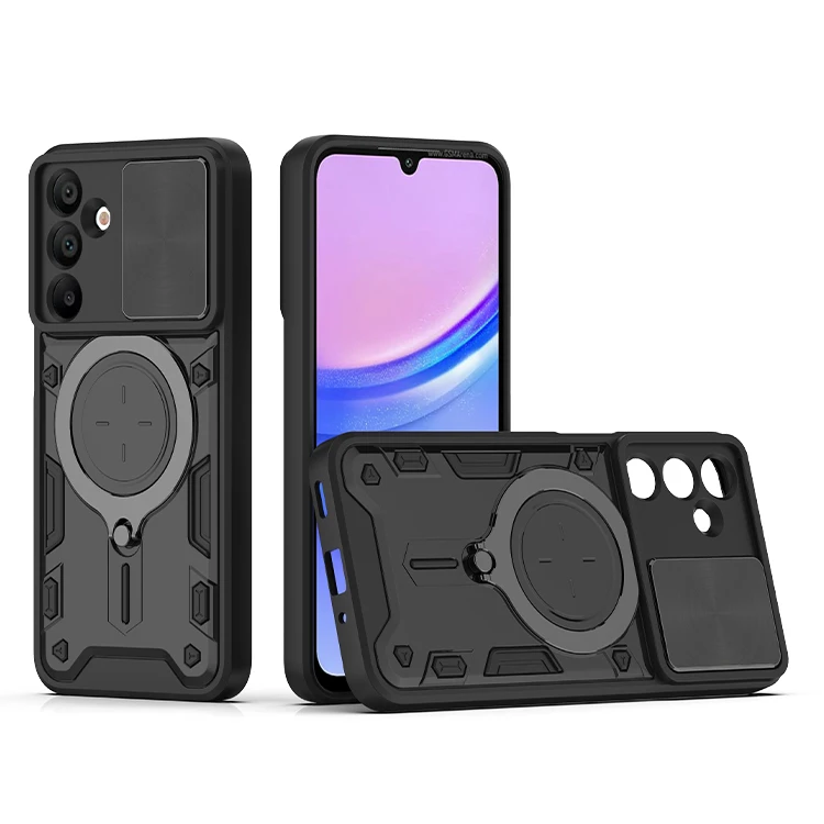 For Samsung Galaxy A16 5G case fundas para celular camera Impact Resistant slide cover mobile phone case with round kickstand