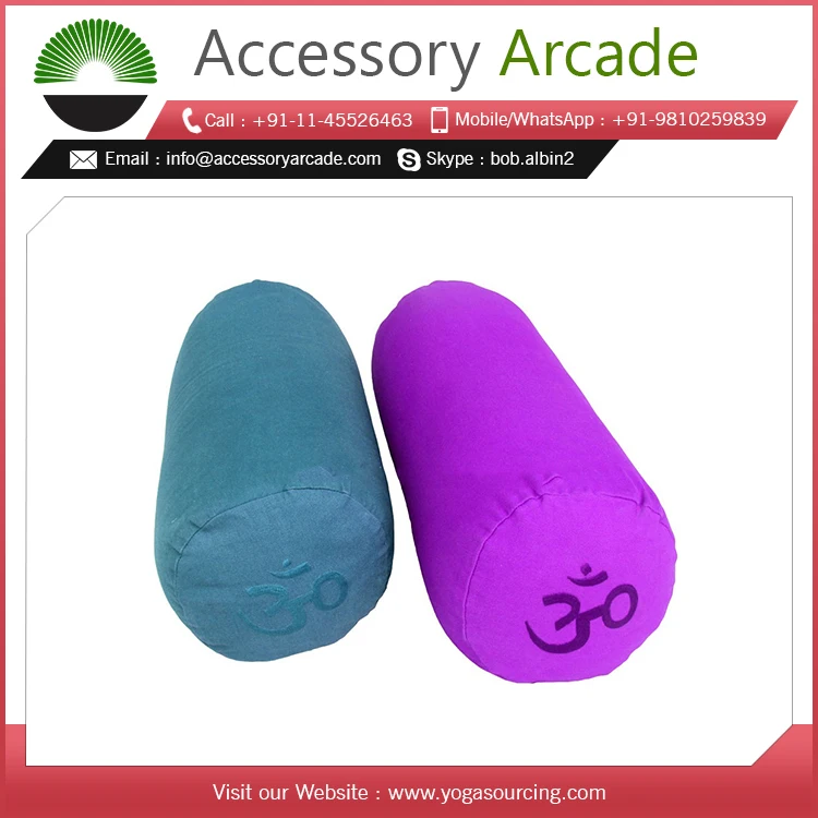 Embroidered Yoga Bolster pillow for yoga with multiple colors available in large quantity at wholesale prices