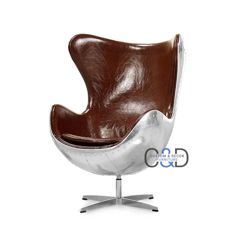 
 Классический стиль lounge shelley итальянский кожаный алюминиевый авиационный стул  