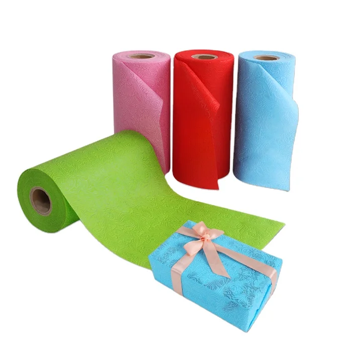 Gifts Wrapping Paper Sheet Flower Packing Embossing Non Woven Fabric