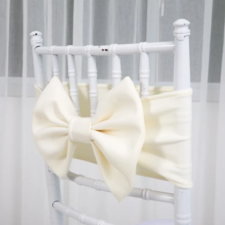 Custom Cheap White Pink Bow Chair Spandex Wedding Decoration Chair Bows for Wedding Events Banquet Chair