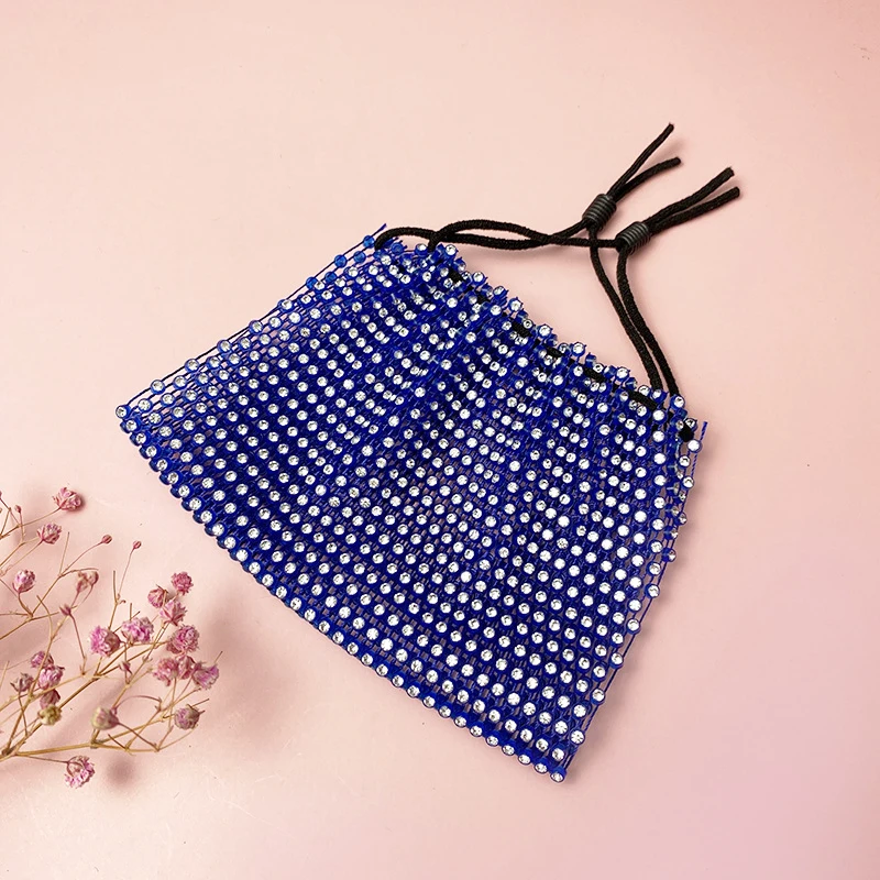 Wholesale New Design elastic Crystal rhinestone mesh Facemask Crystal Rhinestone Face Masking For Party Colorful Masking