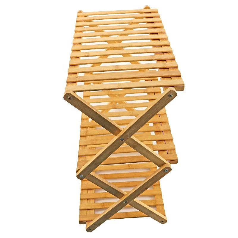 Natural wood foldable shoe rack muti-tiers storage rack for shoes 5-Tier bamboo shoe rack