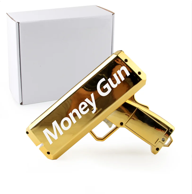  Custom Logo Toy Cash Cannon Money Spray Gun Shooter Make it Rain with Prop Banknotes for Weddings Party Games