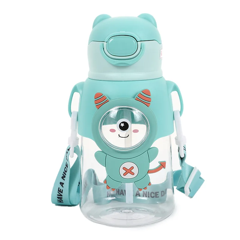 2024 new design wholesale price cute animals kids normal plastic water bottle school strap