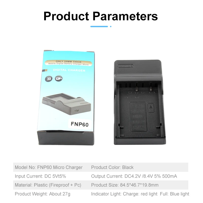 FNP60 Universal Battery Charger NP-60 Smart Digital Single Slot Battery Chargers for Fujifilm FinePix F401 F410 F601 Zoom M603