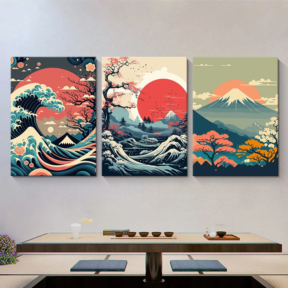 Living room wall art Japan Mount Fuji cherry blossom canvas home decoration painting print canvas art picture