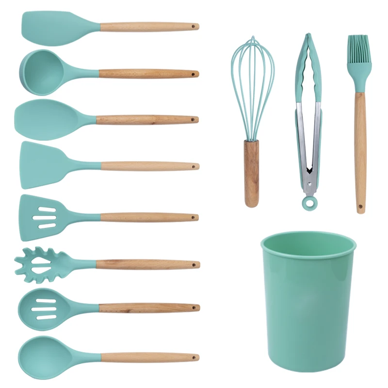 Silicone Cooking Utensil Set 12 Pcs Non-Stick Silicone Kitchen Utensils Set With holder Accessories Cooking Tools Ktichenware.