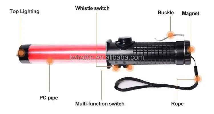 Safety security control led traffic warning Traffic led warning strobe lights hand baton safety wand stick