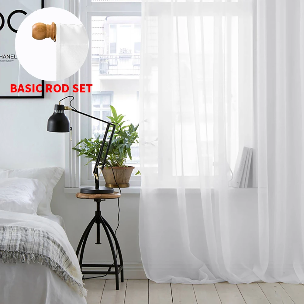Pure color simple 85g pearl Chiffon material window screen chiffon gauze for bedroom finished window screening