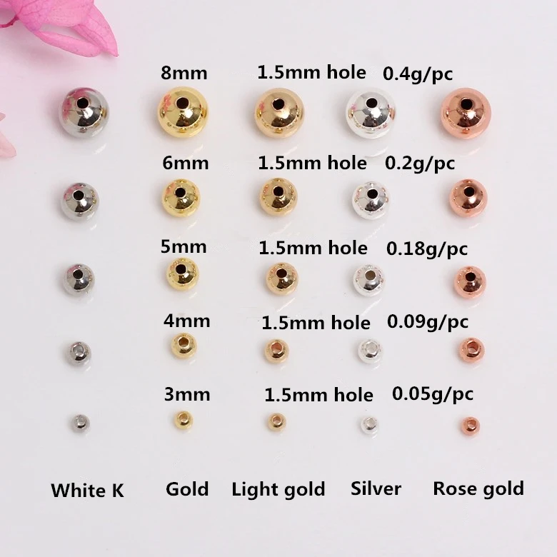 Glossy Loose Beads 4mm 14k 18k Gold Color-preserving 4 Colors Brass Spacer for Diy Jewelry