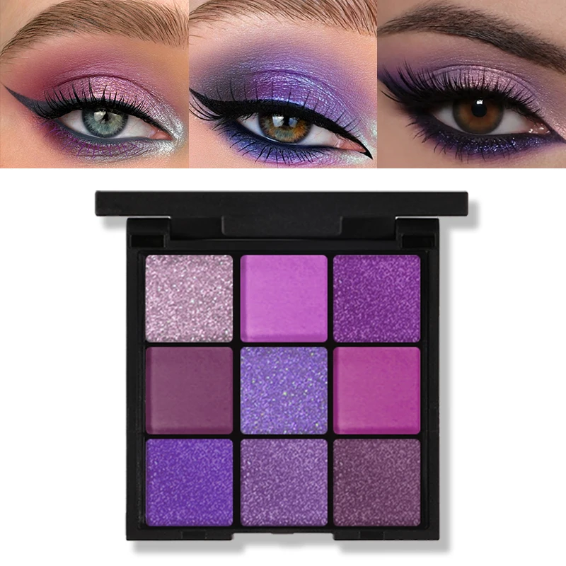 Wholesale Cosmetics Smoke purple lace 9 colors eyeshadow palette cosmetics waterproof eyeshadow tray makeup