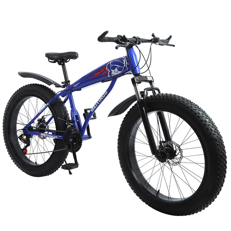 Hot sale Adult 26 Inch Carbon Steel Fat Tire Mountain Cycle Snow Bikes Two-Disc Brakes Speed Bicycle With Spoke Wheel
