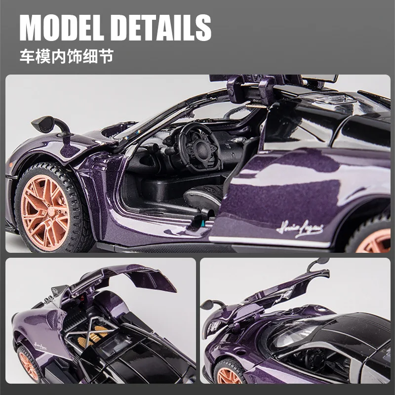Wholesale 1/32 Scale Pagani Alloy Sports Car Model Pull Back Cast Metal Toy Car Kids Toy Collection and Gift