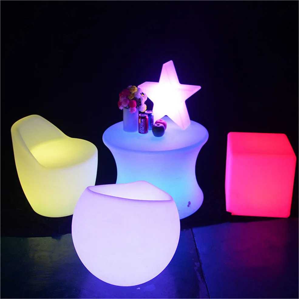 Пластиковый современный светодиодный кубический барный стул сиденье 16 дюймов освещение коммерческая мебель светодиодный кубик квадратный светодиодный кубический стул барный светодиодный стол