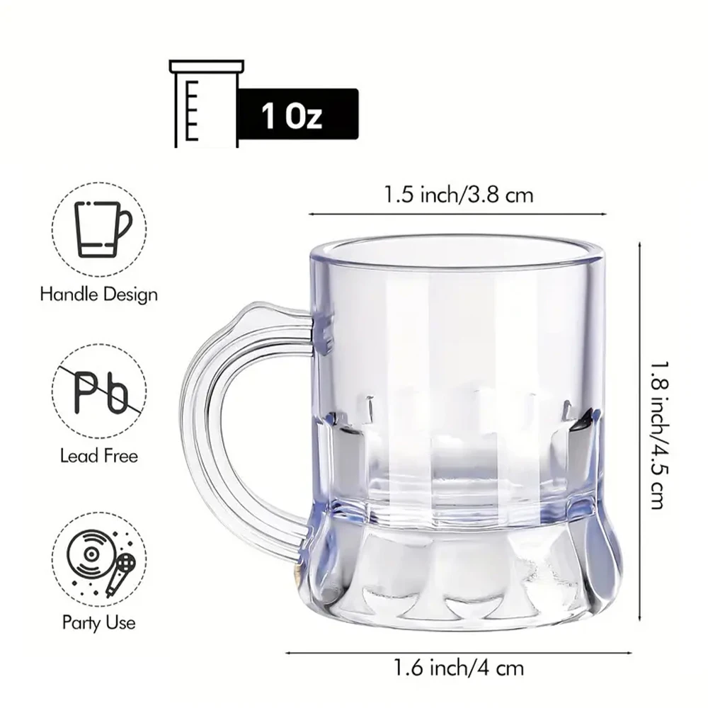 Wholesale 1.75in Beer Mug 12pcs High Quality Clear Plastic Beer Mug 1oz/30ml Small Shot Glass Suitable for Oktoberfest