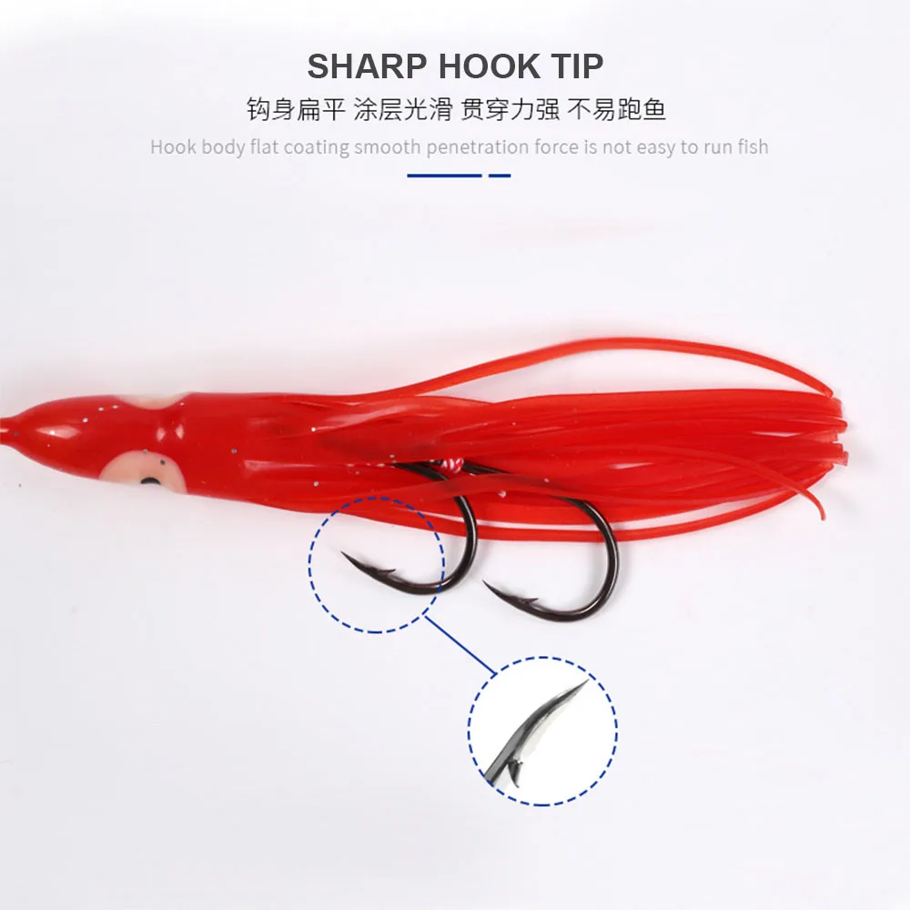 JIGGINGSOUL-JL005-100g150g 200g 250g 300g Squid Skirt Assist Hook Jig Head Fishing Lure Octopus Jigging Rigs Luminous Jig Lures