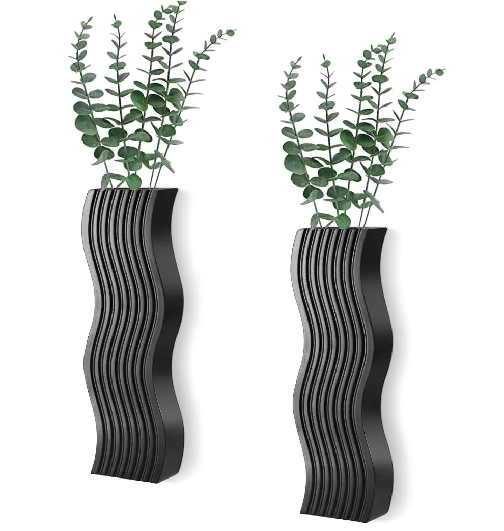 2 Pack Wall Decor Wood Wall Planters for Indoor Plants, Farmhouse Wall Vase for Decor Dried Flowers