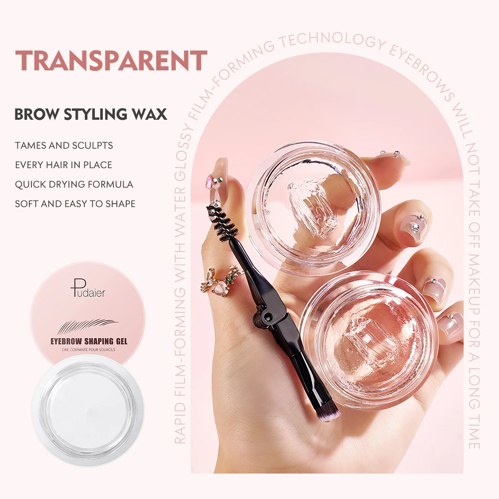 Private Label Eyebrow Styling Wax Brow Waxing Clear Dry Fast Lasting Styling Waterproof Eyebrow Styling Gel With Brush Makeup