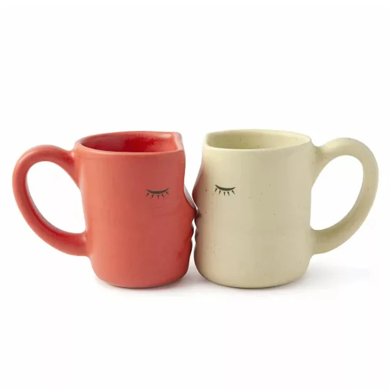 Lover Kissing Coffee Mug Ceramic Couple Mug with Handle