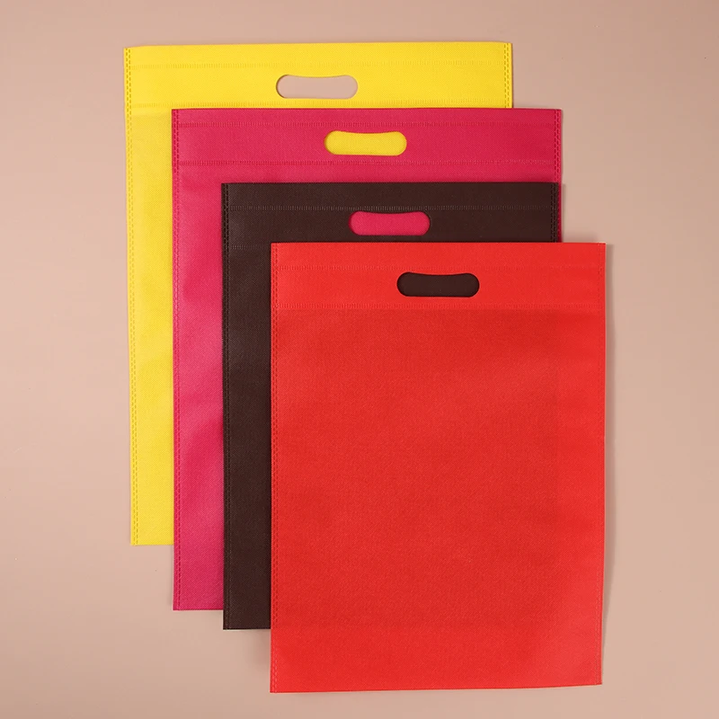 custom non woven bag   personalized shopping d cut non woven bag pink color wholesale price grocery w cut non woven bag