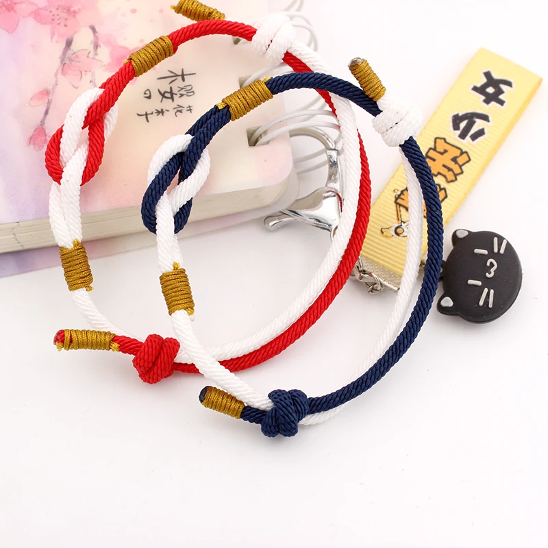 
Red White Polar Blue & White Woven Mobius Ring Infinity Symbol Couples bracelet 