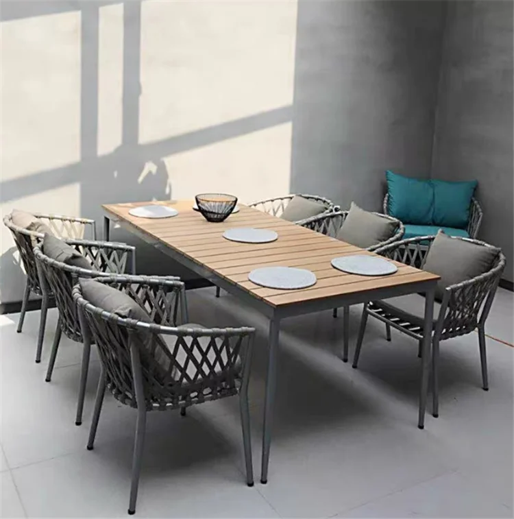 Popular Design Chair Outdoor Furniture Luxury All Weather Aluminium Rope Garden Hotel Resort Restaurant Dining Chair