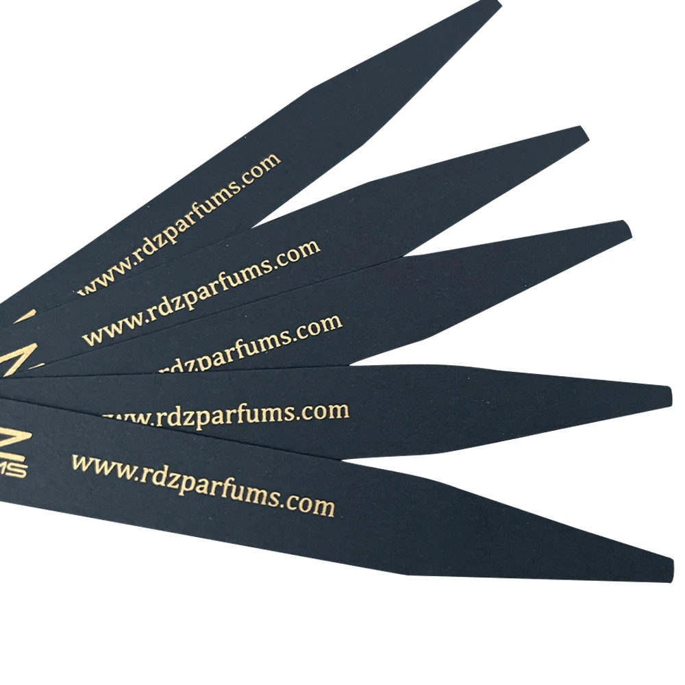 custom logo perfume test strip cotton white paper black printing fragrance blotter tester card