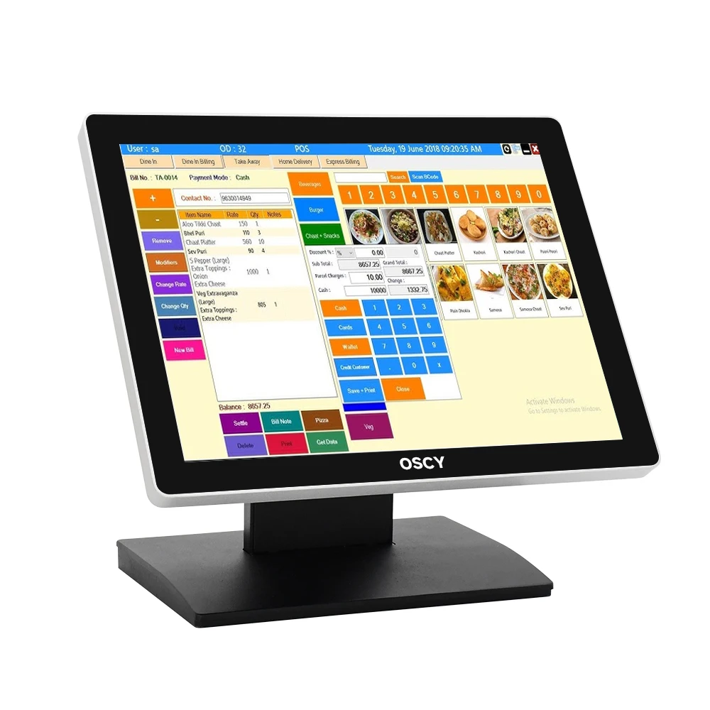 15 inch Desktop single or dual screen pos systems all in one machine 1024*768 capacitive touch screen J1800 core i3 POS terminal