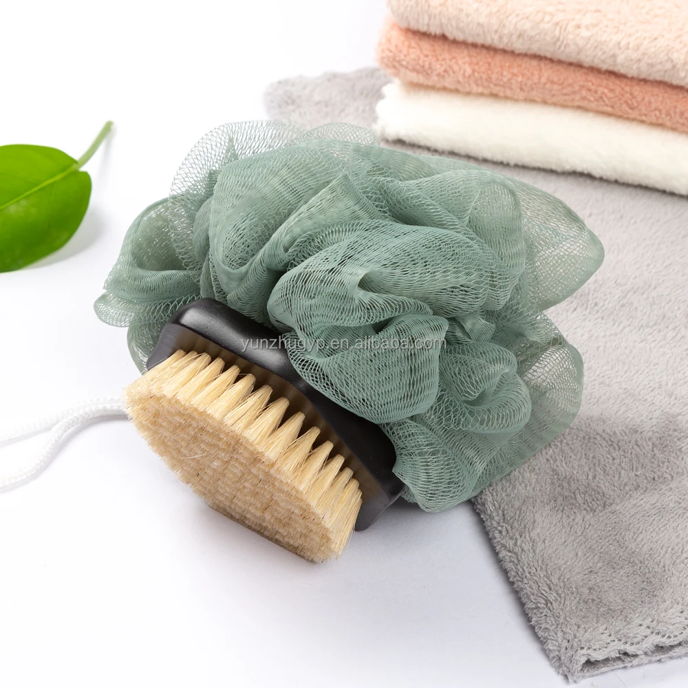 Wooden Body Brushes Dry Exfoliating Silicone Cleaning Massage Shower Body Bath ball bath brush dual purpose brus