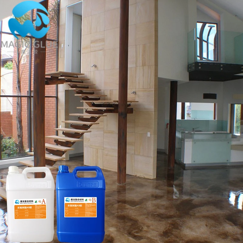 Two part clear metallic epoxy resin for floor coating pigments