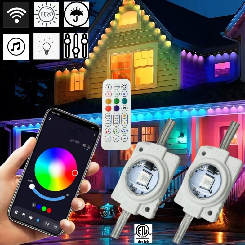 Smart eaves lighting RGB APP control 100FT 72LEDs Holiday Decoration IP68 Waterproof LED Permanent Outdoor Eaves Light
