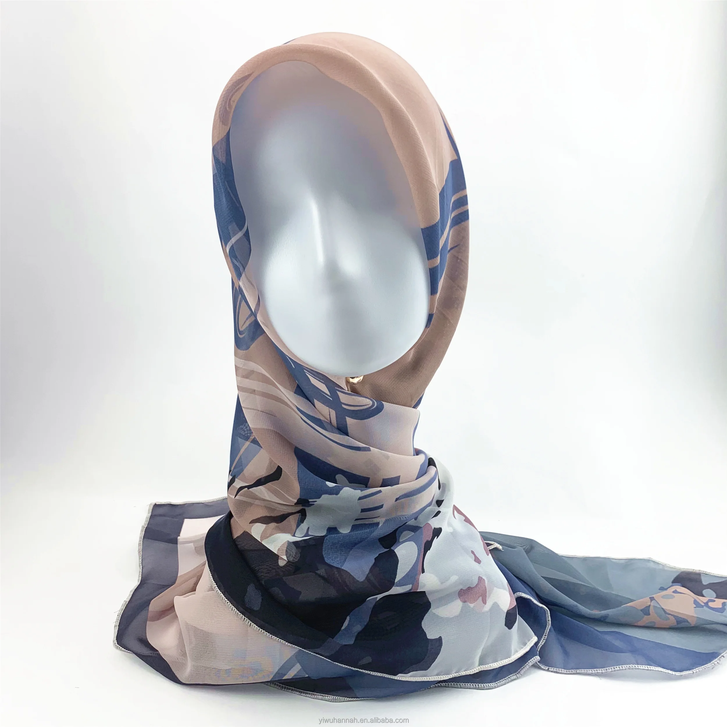 Подгонянные напечатанные эластичная bawal шифоновое Сетчатое платье хиджаб и Малайзия tudung bawal шарфы