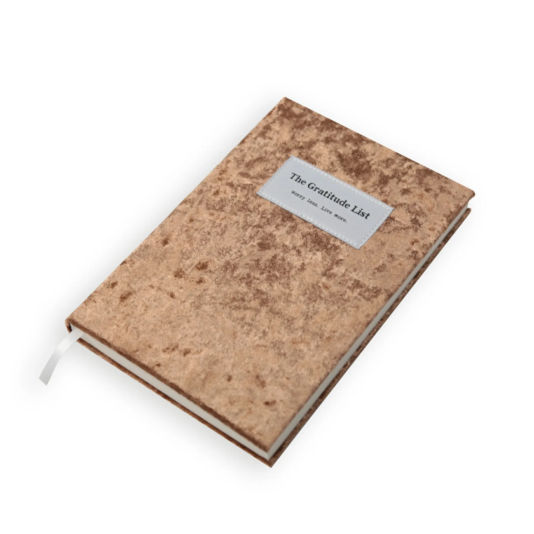 
2020 new design custom printing A5 hardcover velvet gratitude journal notebook with woven label 