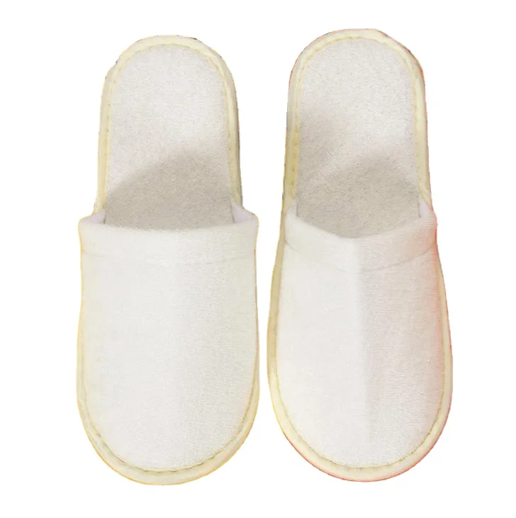 Disposable Waffle Indoor Spa Slippers Soft Cotton Hotel Slippers Non-Slip EVA Sole White Closed Toe Home Slipper