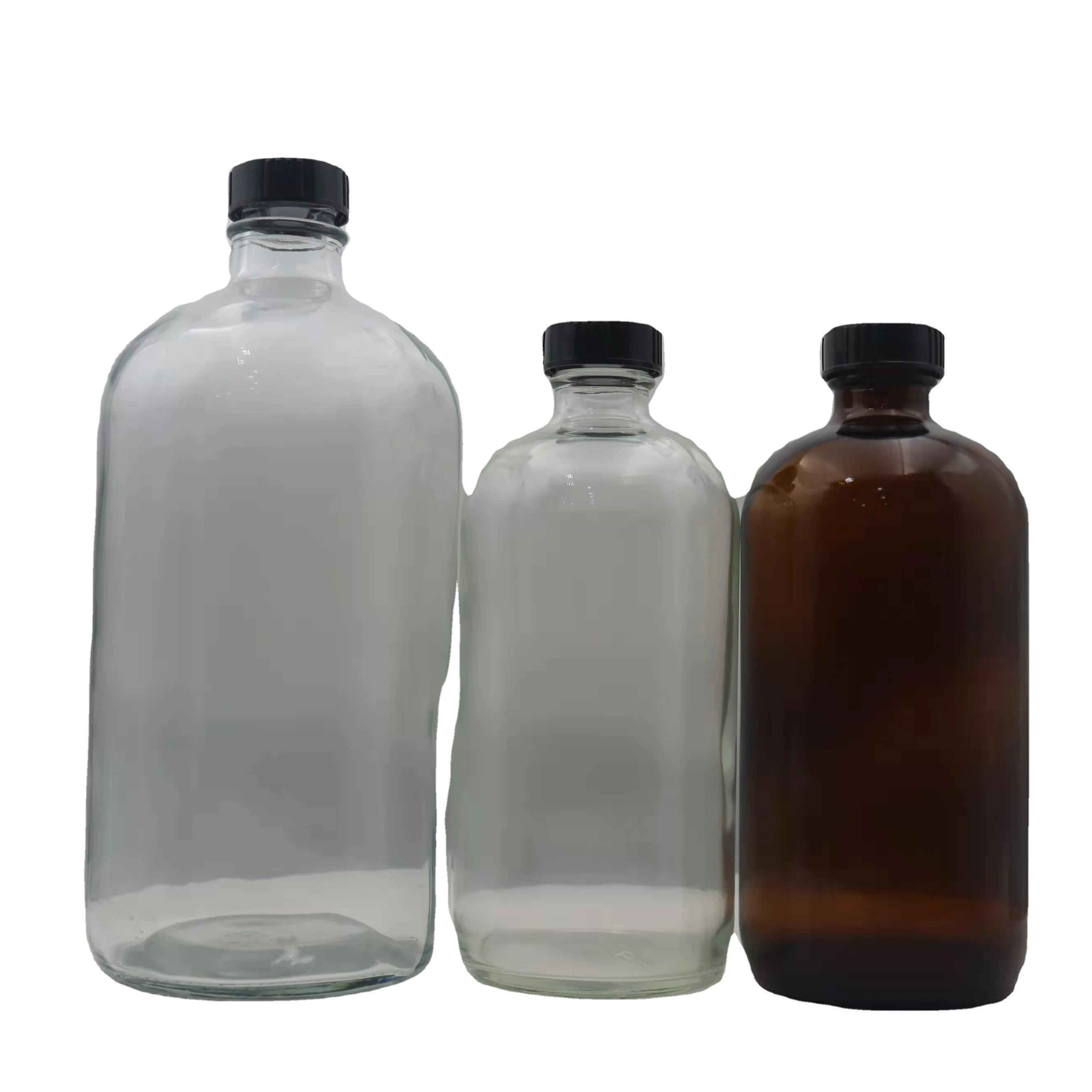 Factory supply amber clear big capacity glass empty 500 ml 1000 ml boston bottle