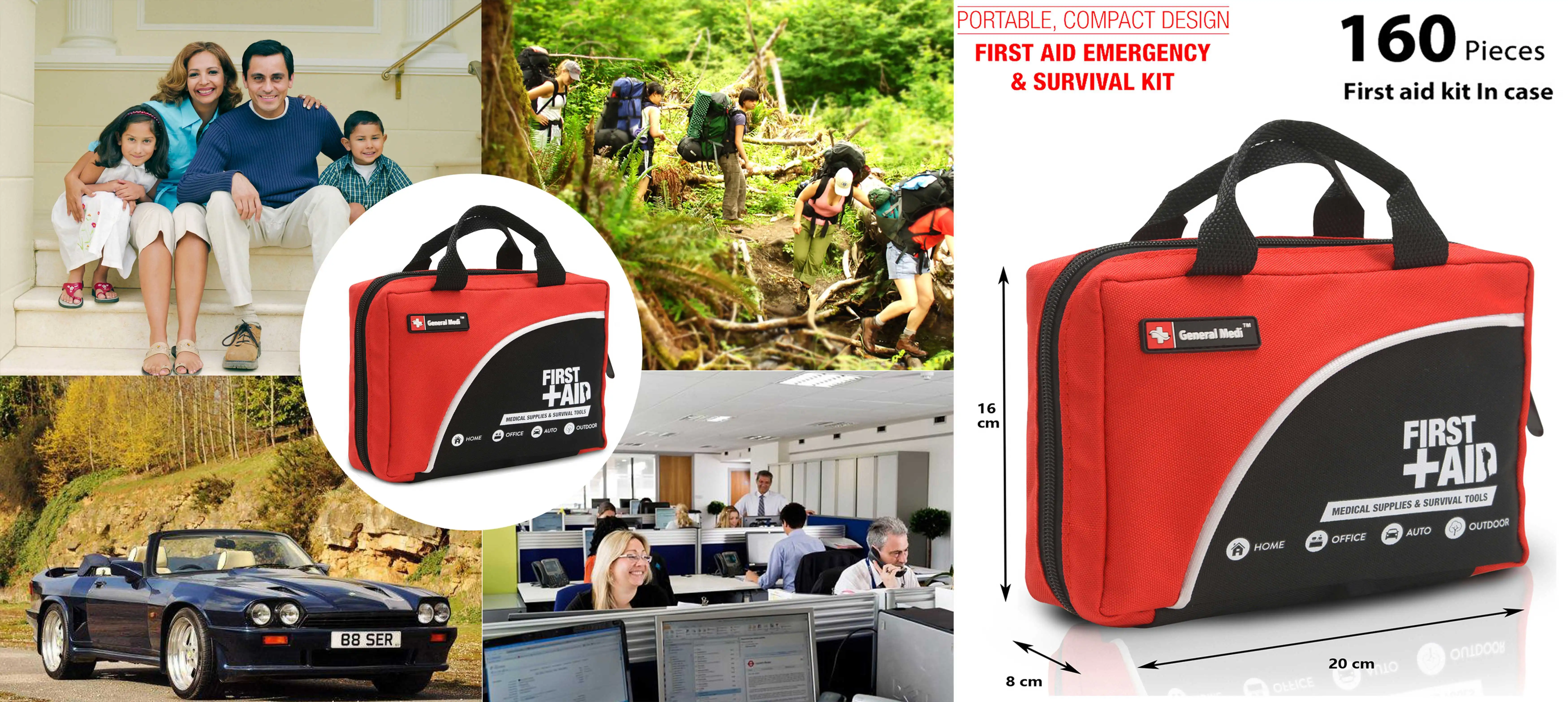 DIN 13169 Professional Medical Kit Emergency Survival Kit Disaster 160PCS Pocket Size First Aid Kit