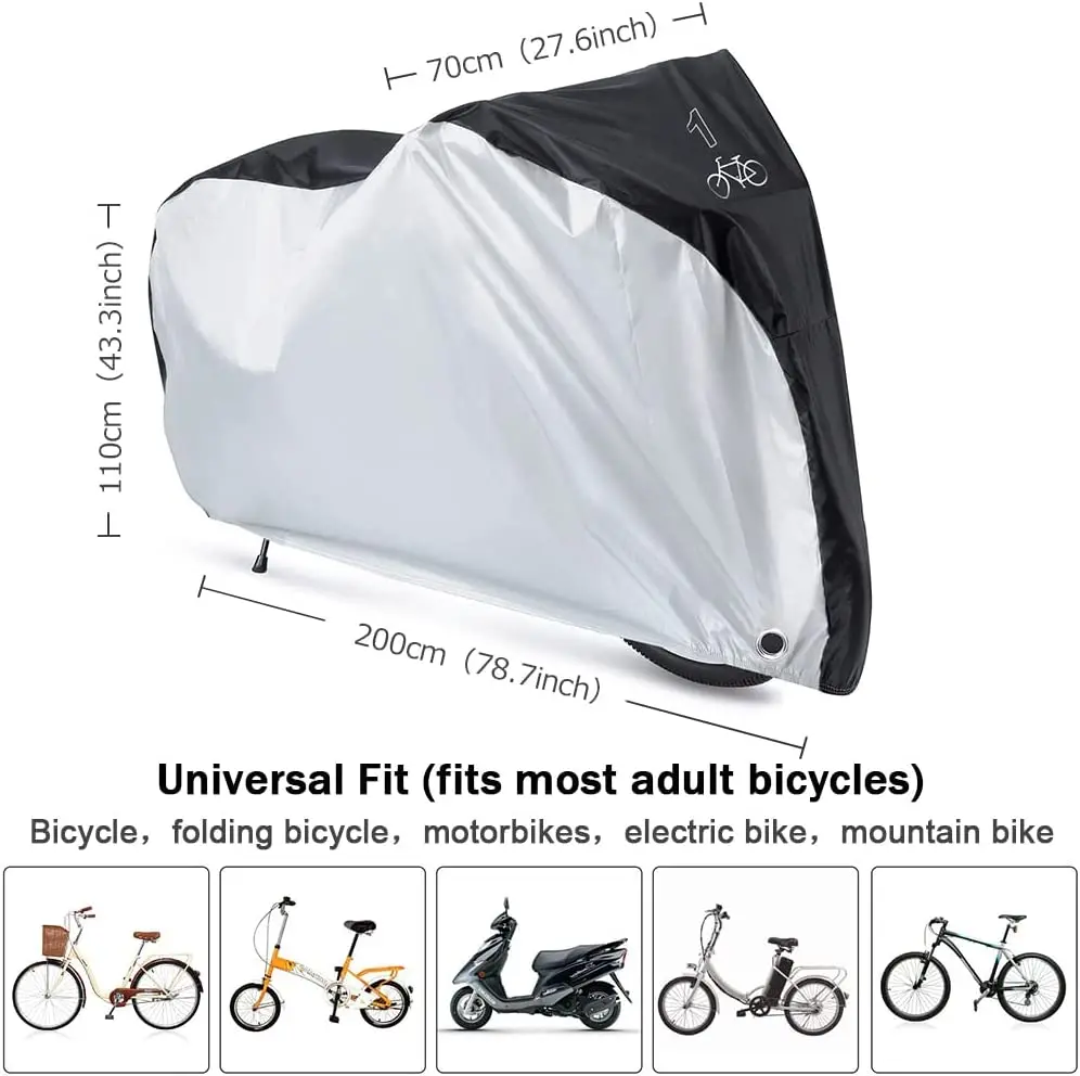 silver color 420D Bicycle cover Waterproof Outdoor Heavy Duty Ripstop Material Transport Comprehensive Protection Bike Cover