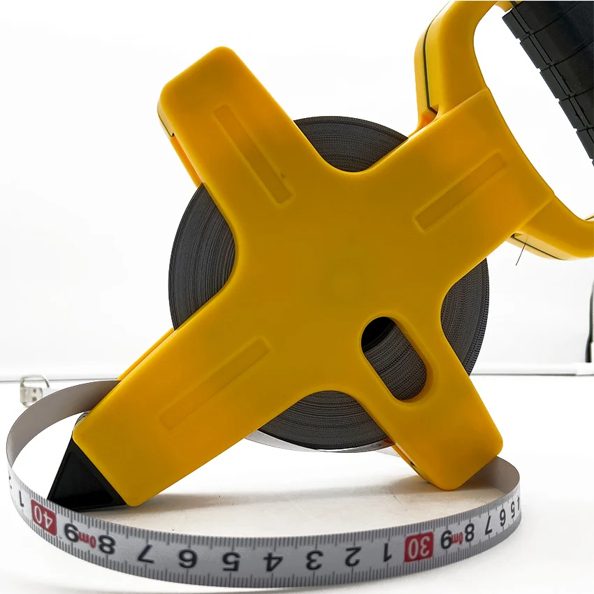 Portable plastic frame engineering ruler 65 manganese steel white paint inserted ground measuring tool ruler 100 meters large ta