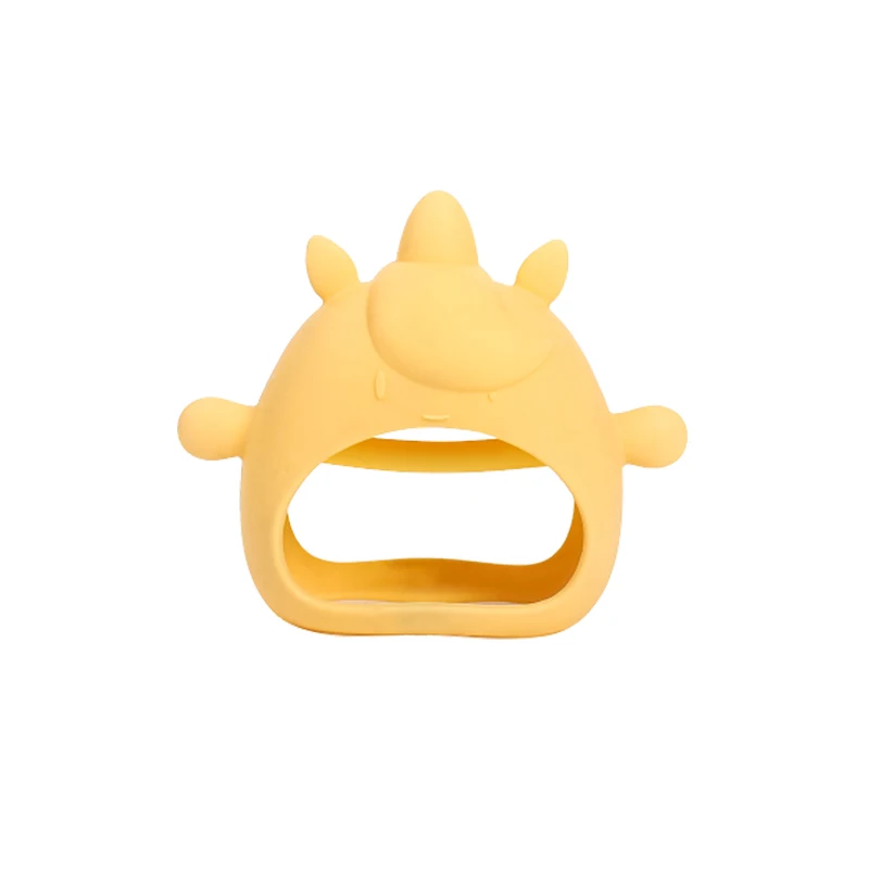 2024 Newest Food Grade Silicone Unicorn Mitten Educational Baby Toys BPA Free Silicone Children with Handle Unisex Baby Teethers