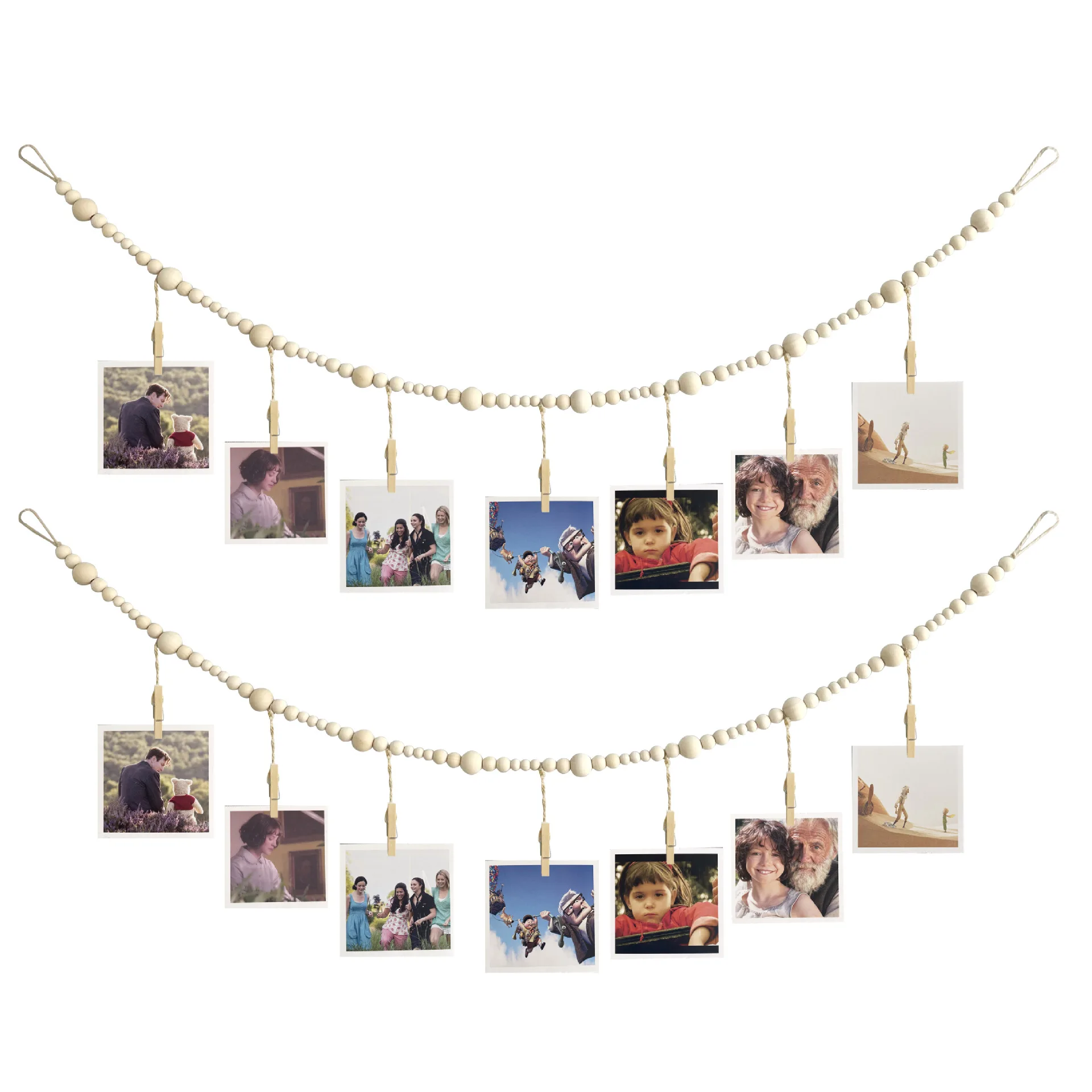 Boho Decor Wood Bead Garland With Tassel Photo Hanging Clip String Room for Teen Girls