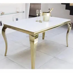 Nordic Stainless Steel Base Dining Table And Banquet Tables With 6 Chairs For Wedding And Event