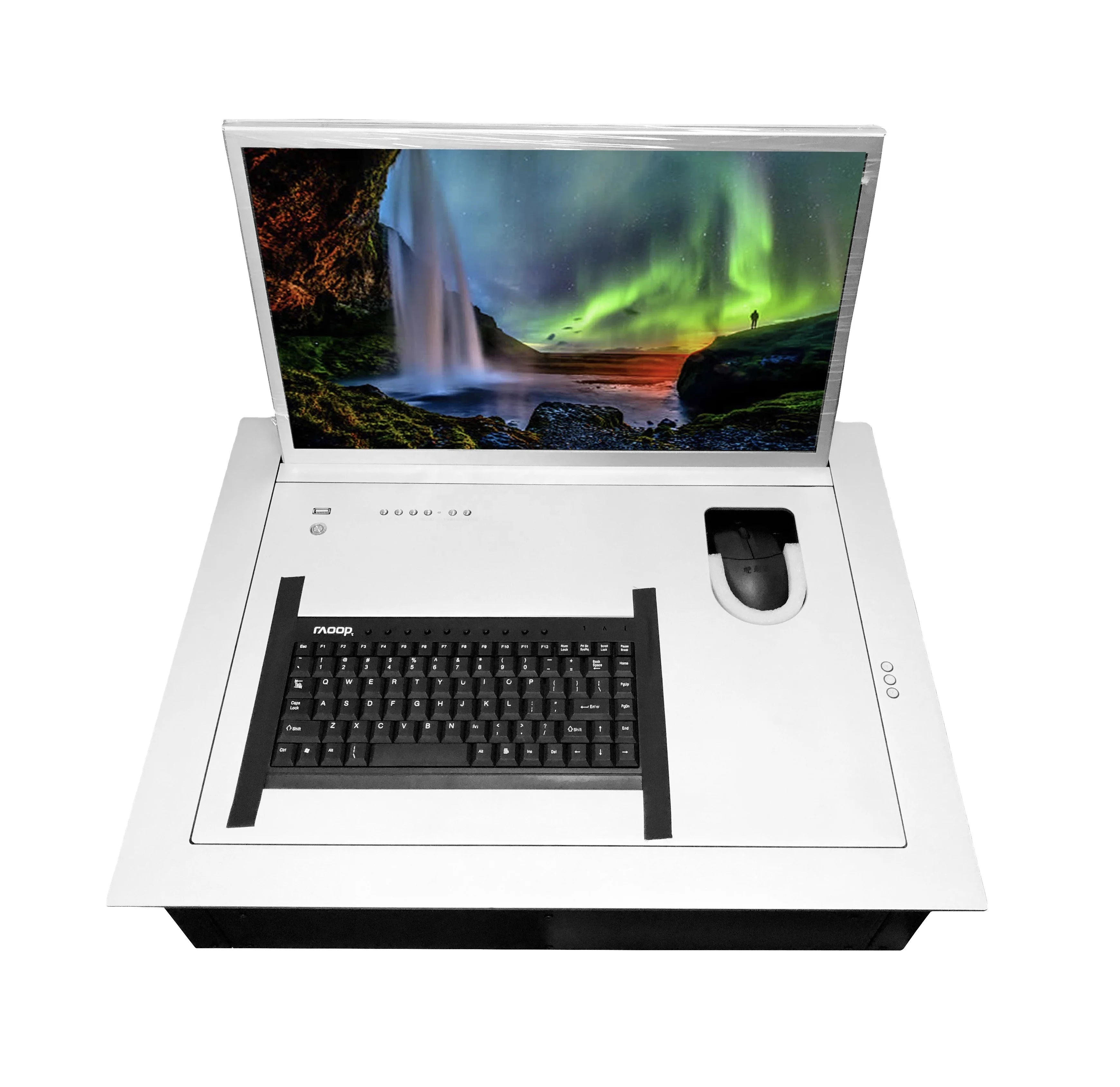 Table Flip up LCD Monitor Lift Motorized LCD Computer Lift Monitor  Desk  Hidden LCD Lifting Mechanism for Conference Room