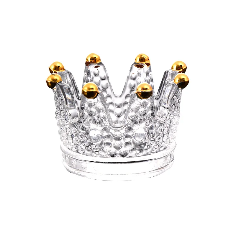 Creative Household Glass Ashtray High-value Ins European Candlestick Crystal Crown Ashtray