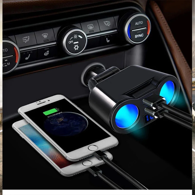 12-24V Car Cigarette Socket Lighter Fast Car Charger Power Adapter Usb Car Charger Dual Usb Port splitter 2 Port LCD Display