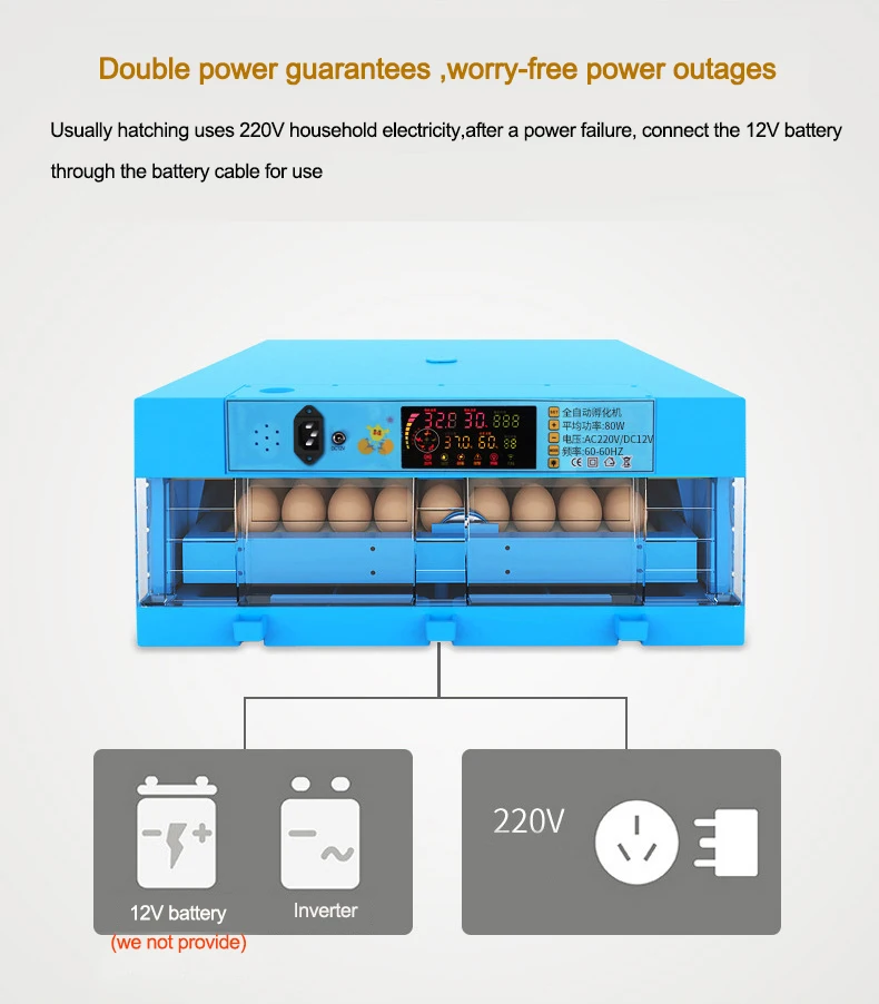 Помольный агрегат с двумя источниками питания 12V 220V инкубаторов яиц птицы курица птица инкубатор выводной шкаф инкубационных инкубаторы