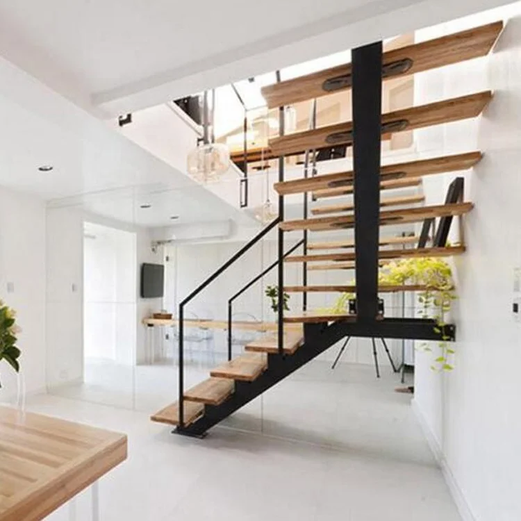Металлическая деревянная лестница с прямым позвоночником, цена и деревянная лестница, индивидуальная Настройка для помещений или улицы