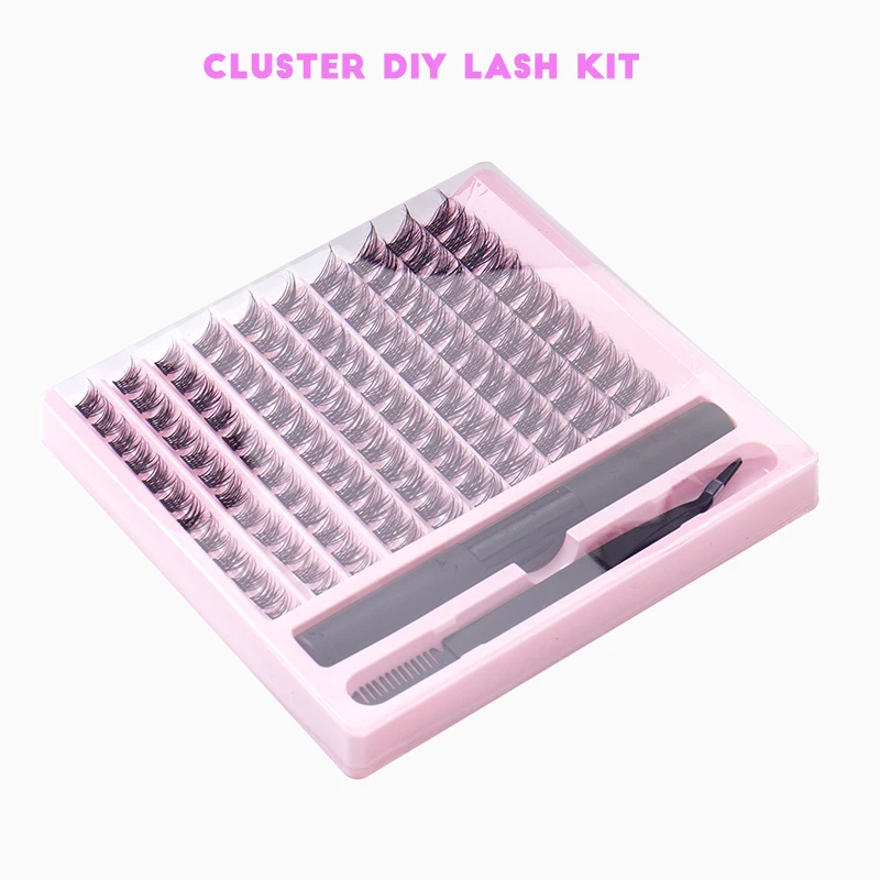 wholesale fluffy 4 in 1 mixed sizes 8-16mm extensions cluster lash customizable diy superfine 30d 480 kit with private labeling